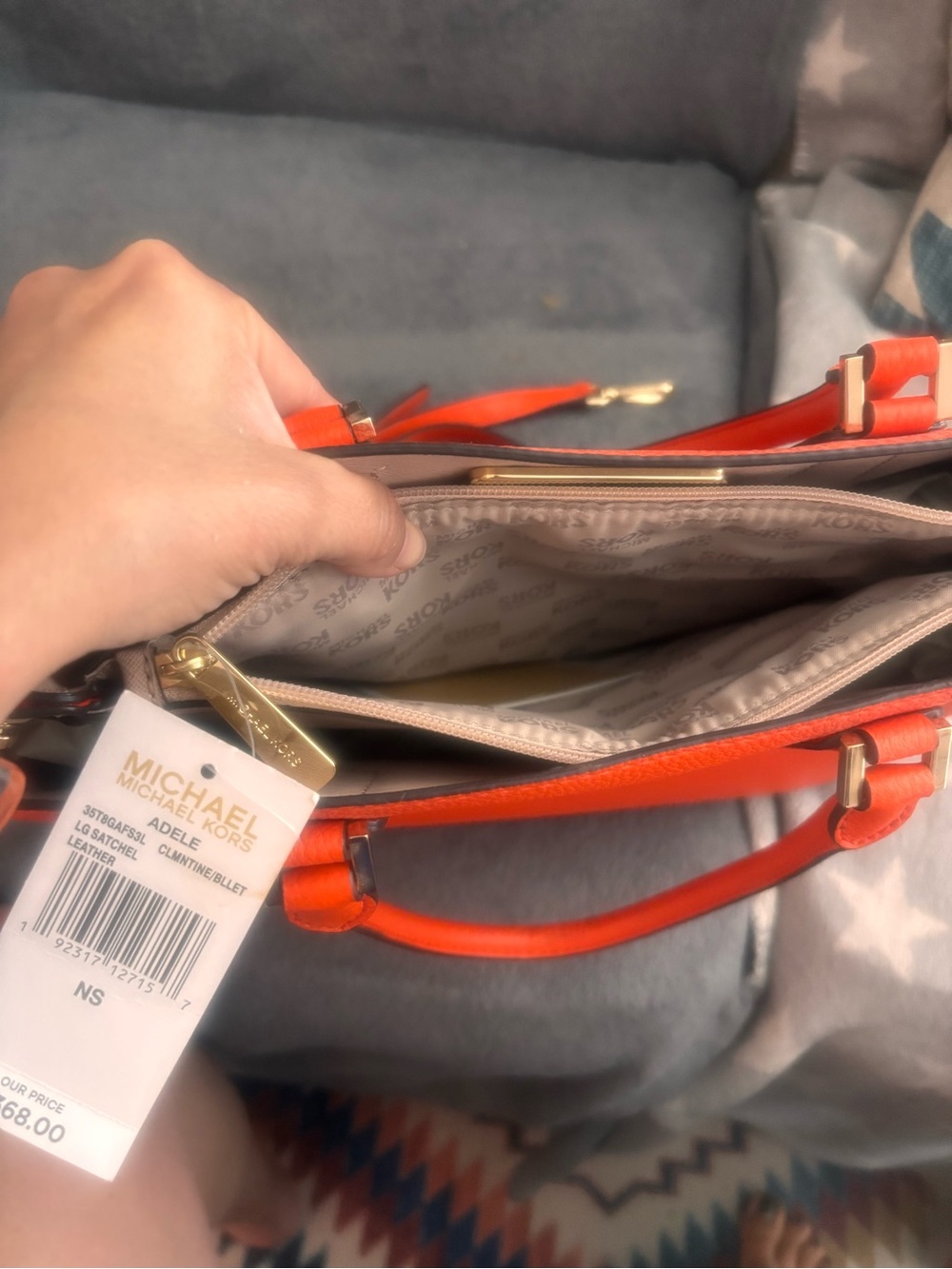 Gorgeous Michael Kors Bright Orange Leather Satchel with Detachable Strap - Picture 9 of 9
